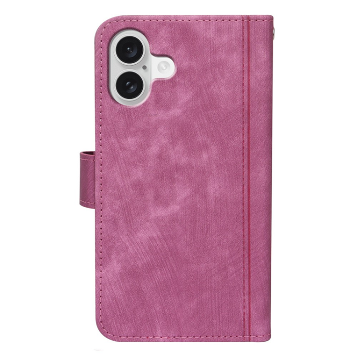 A-One Brand - iPhone 17 Plånboksfodral Line Pattern Läder - Rosa