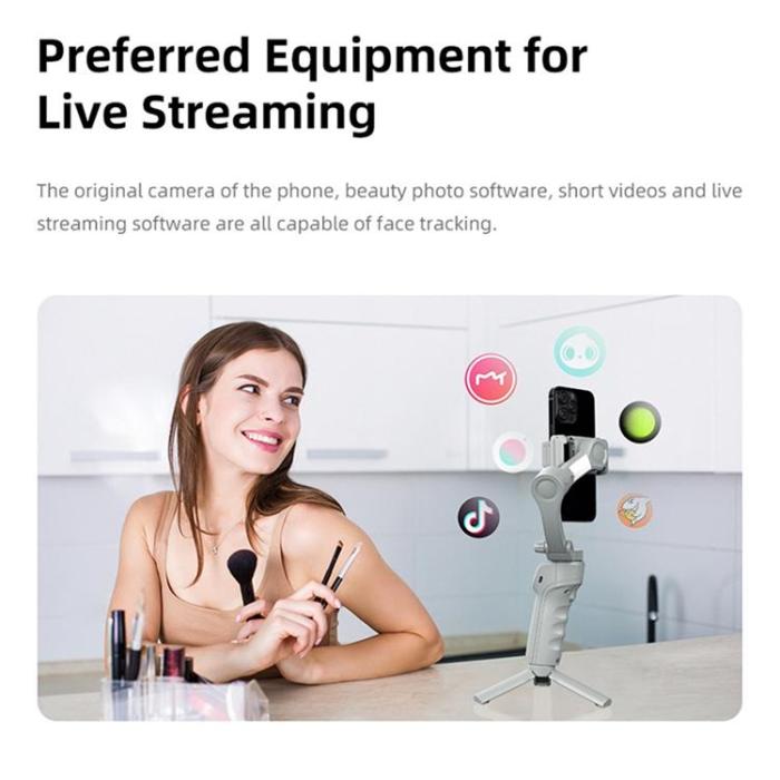 OEM - Handhållen Gimbalstabilisator Anti-shake 3-Axlig med Fyllnadsljus M01