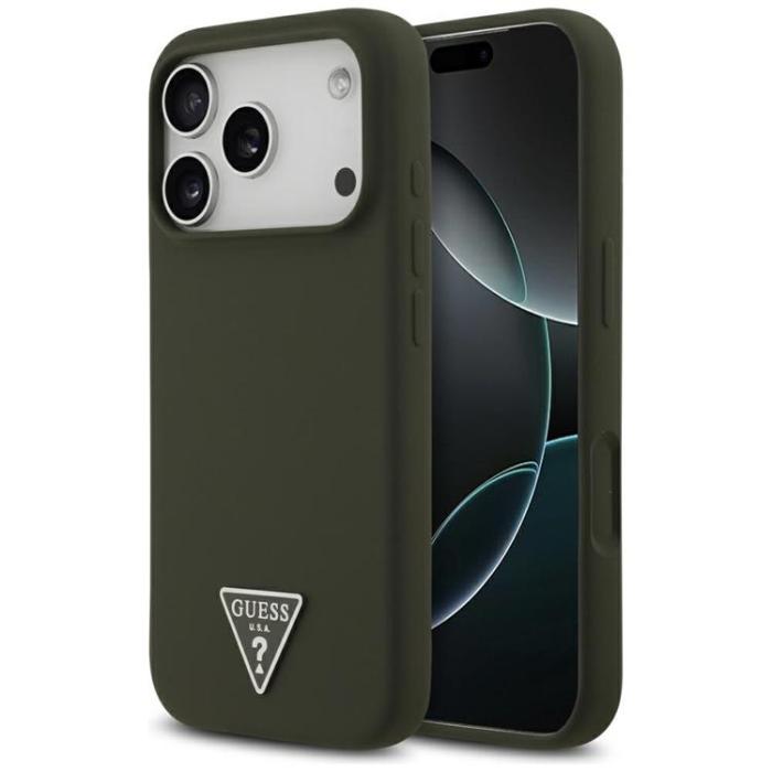 Guess - Guess iPhone 17 Pro Mobilskal MagSafe Silikon Triangle Logo - Khaki