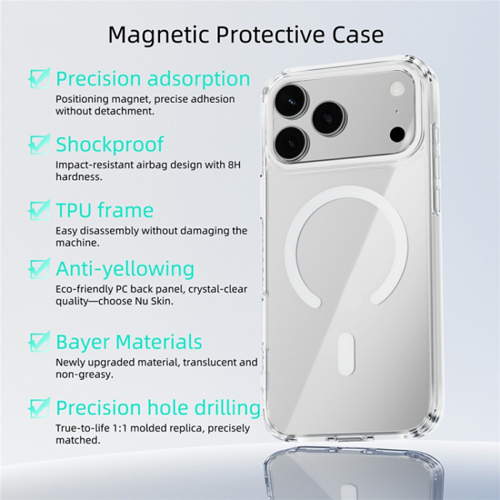ABEEL - ABEEL iPhone 17 Pro Max Mobiskal MagSafe Anti Scratch - Vit