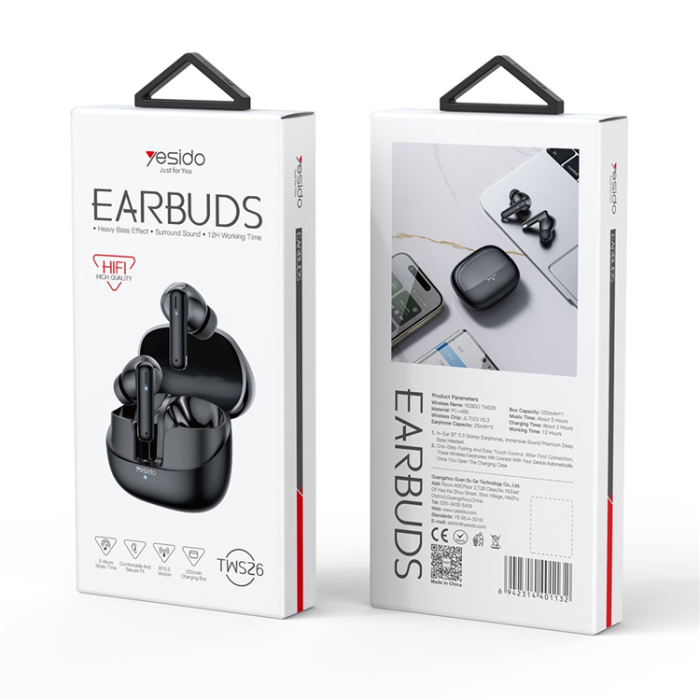 Yesido - YESIDO TWS Trådlösa Bluetooth 5.3 Hörlurar In-ear TWS26 - Svart