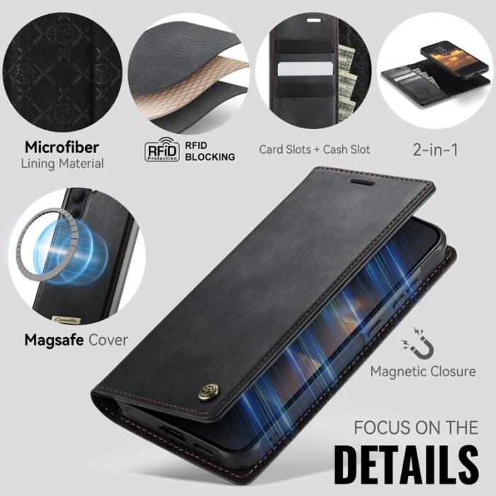 Caseme - CaseMe Plånboksfodral för Samsung Galaxy S26 Magnetiskt Konstläder RFID - Svart