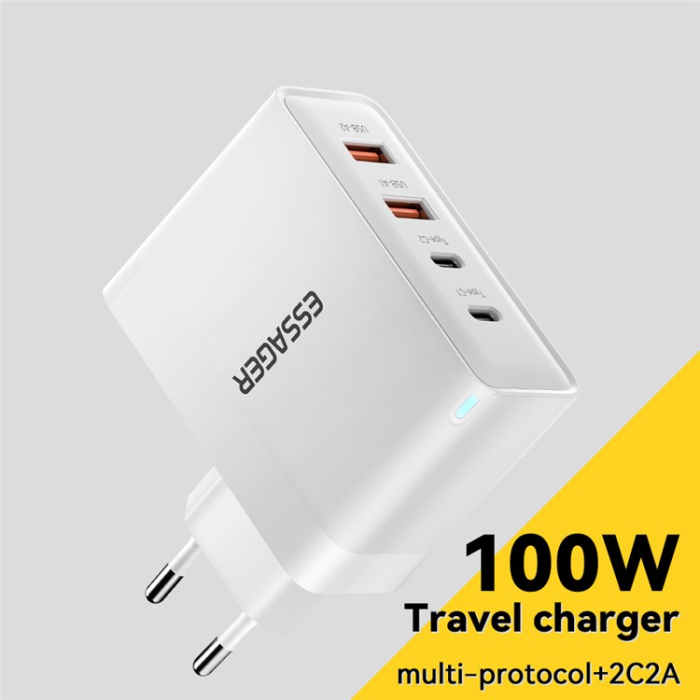 ESSAGER - ESSAGER Väggladdare 100W 2x USB-C - 2x USB-A ES-CD37 EU Vit