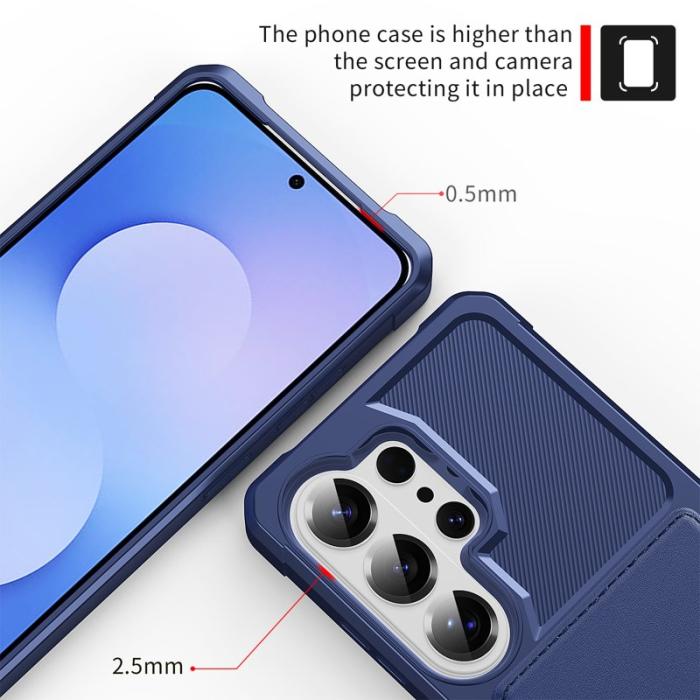 OEM - Mobilfodral för Samsung Galaxy S26 Ultra Kortfack Konstläder + TPU - Blå