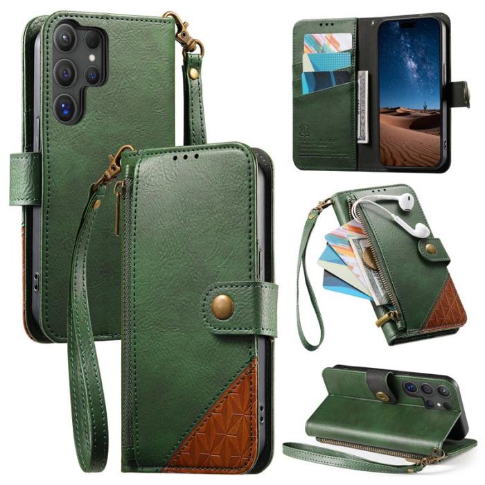 OEM - Mobilskal för Samsung Galaxy S26 Ultra TPU + Konstläder - Grön