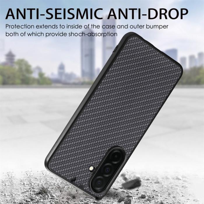 OEM - Mobilskal för Samsung Galaxy S26 Kolfibertextur PU + PC + TPU - Svart
