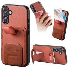OEM - Mobilskal f&ouml;r Samsung Galaxy S26 TPU + Konstl&auml;der med kortfack - Brun