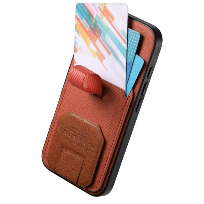 OEM - Mobilskal för Samsung Galaxy S26 TPU + Konstläder med kortfack - Brun