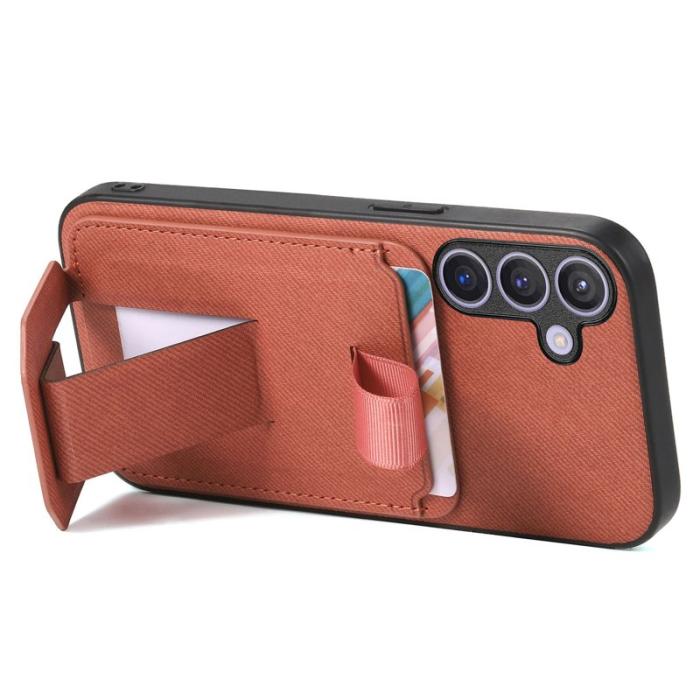 OEM - Mobilskal för Samsung Galaxy S26 TPU + Konstläder med kortfack - Brun