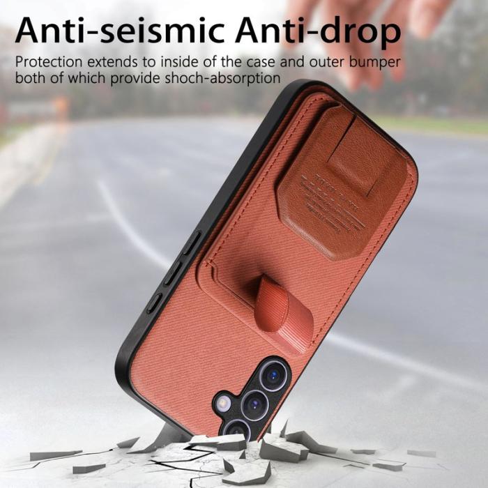 OEM - Mobilskal för Samsung Galaxy S26 TPU + Konstläder med kortfack - Brun