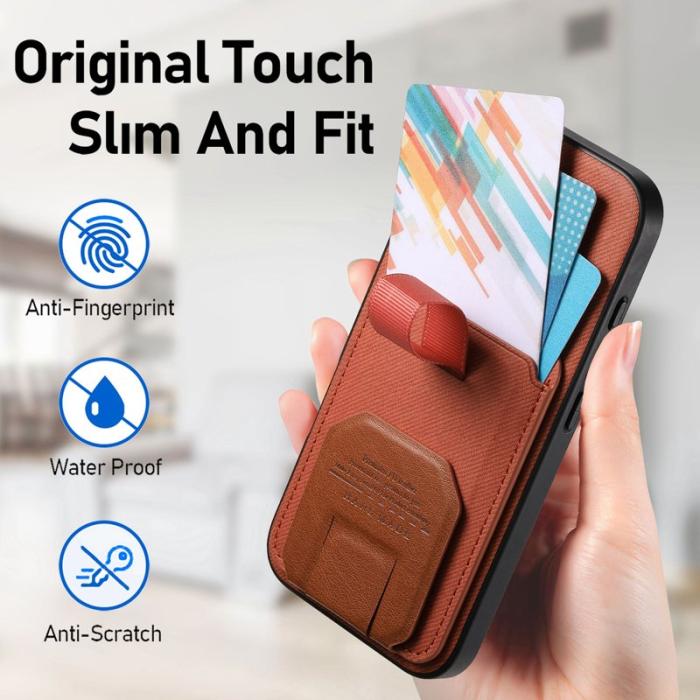 OEM - Mobilskal för Samsung Galaxy S26 TPU + Konstläder med kortfack - Brun