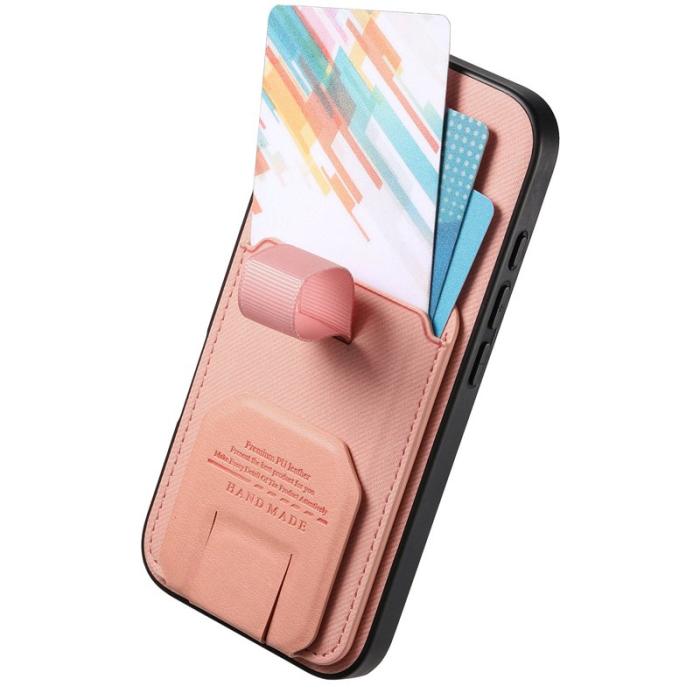 OEM - Mobilskal för Samsung Galaxy S26 TPU + Konstläder med kortfack - Rosa