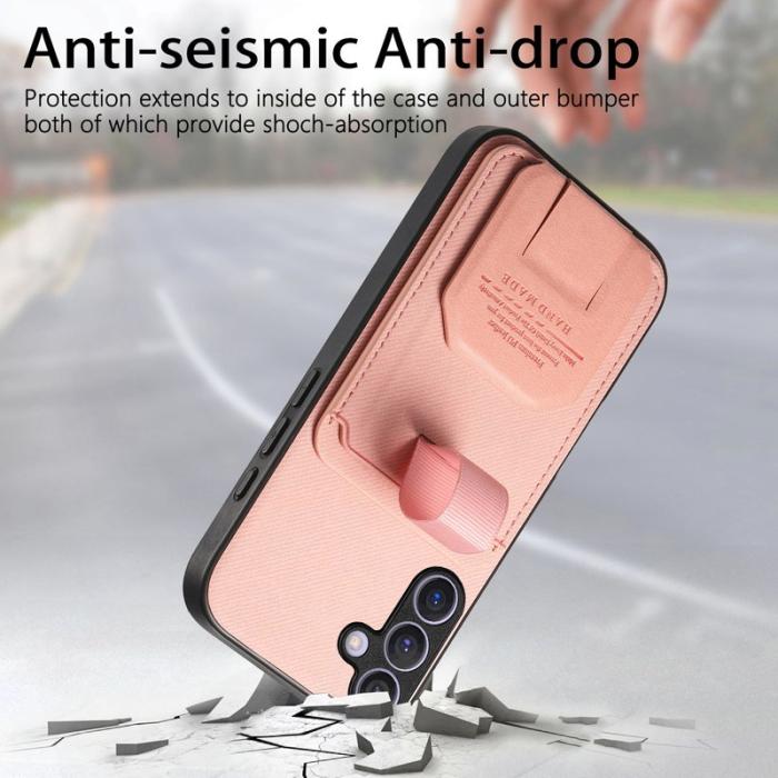 OEM - Mobilskal för Samsung Galaxy S26 TPU + Konstläder med kortfack - Rosa