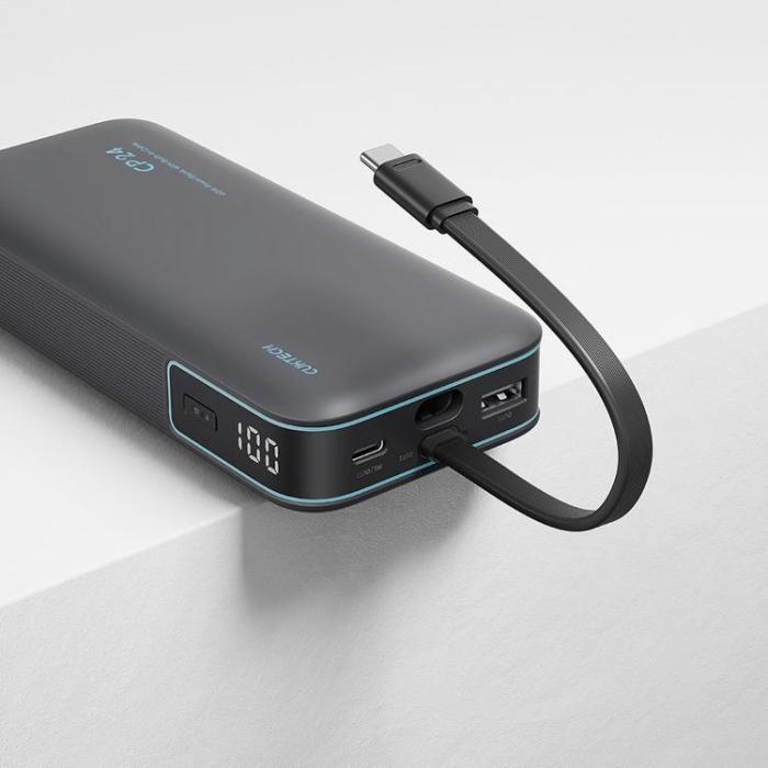 Cuktech - Cuktech Powerbank 20000 mAh 40W med Integrerad Kabel LPB200N - Grå