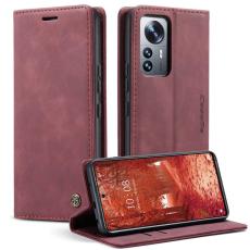 Caseme - CASEME 013 Series Xiaomi 12 Lite 5G Pl&aring;nboksfodral Konstl&auml;der R&ouml;d