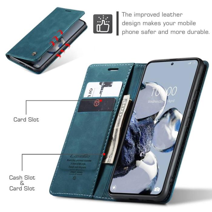 Caseme - CASEME 013 Series Xiaomi 12T 5G Plånboksfodral Konstläder Blå