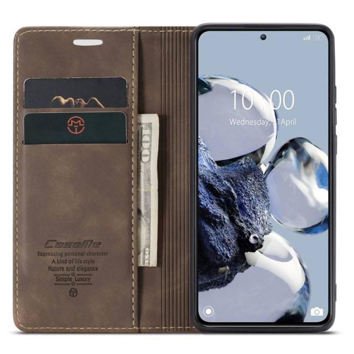 Caseme - CASEME 013 Series Xiaomi 12T 5G Plånboksfodral Konstläder Brun