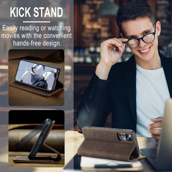 Caseme - CASEME 013 Series Xiaomi 12T 5G Plånboksfodral Konstläder Brun