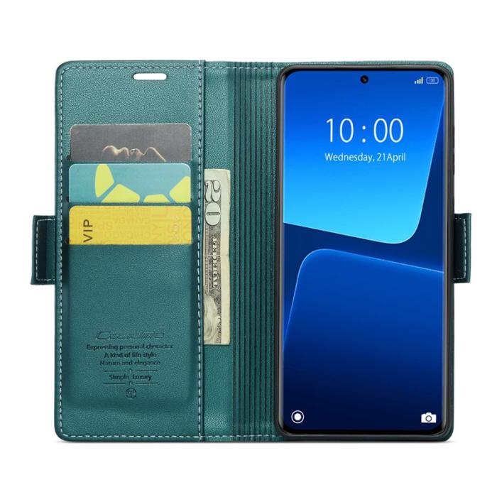 Caseme - CASEME Xiaomi 13 Pro 5G Plånboksfodral Konstläder RFID-Skydd Grön
