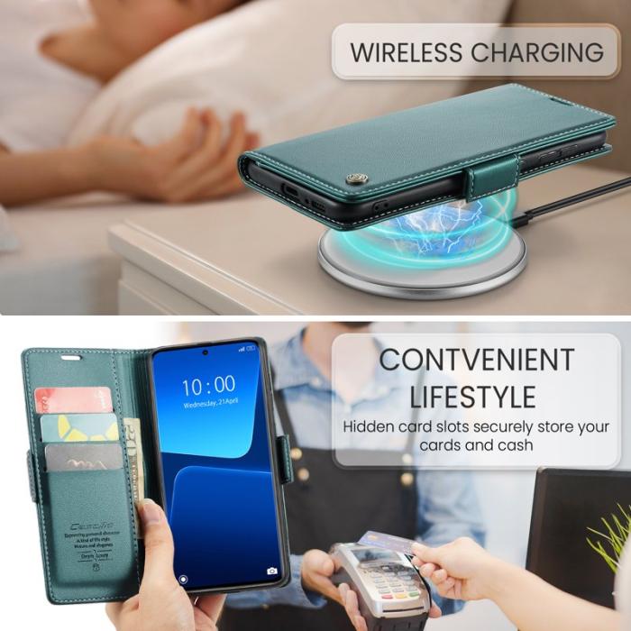 Caseme - CASEME Xiaomi 13 Pro 5G Plånboksfodral Konstläder RFID-Skydd Grön