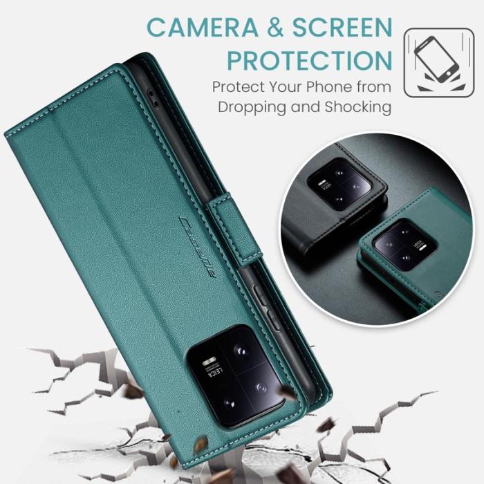 Caseme - CASEME Xiaomi 13 Pro 5G Plånboksfodral Konstläder RFID-Skydd Grön