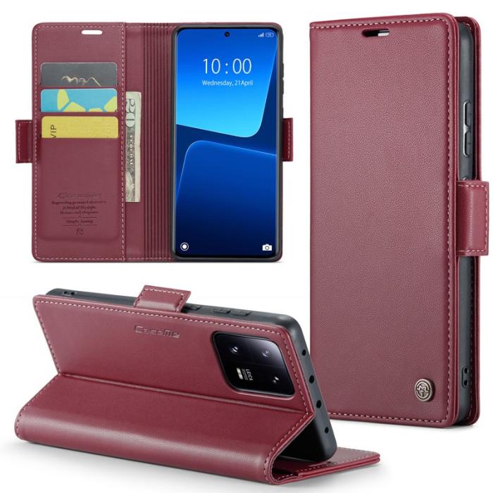 Caseme - CASEME Xiaomi 13 Pro 5G Plånboksfodral Konstläder RFID-Skydd Röd