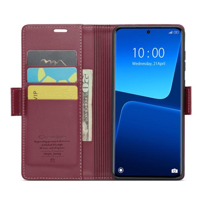 Caseme - CASEME Xiaomi 13 Pro 5G Plånboksfodral Konstläder RFID-Skydd Röd