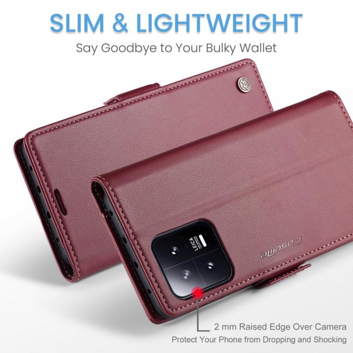 Caseme - CASEME Xiaomi 13 Pro 5G Plånboksfodral Konstläder RFID-Skydd Röd