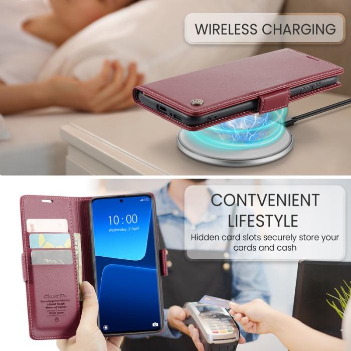 Caseme - CASEME Xiaomi 13 Pro 5G Plånboksfodral Konstläder RFID-Skydd Röd