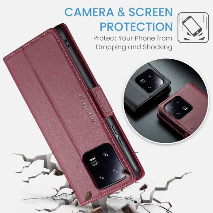 Caseme - CASEME Xiaomi 13 Pro 5G Plånboksfodral Konstläder RFID-Skydd Röd