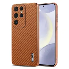 AZNS - AZNS Samsung Galaxy S25 Ultra Fodral - Elektropl&auml;tering PU+TPU - Brun