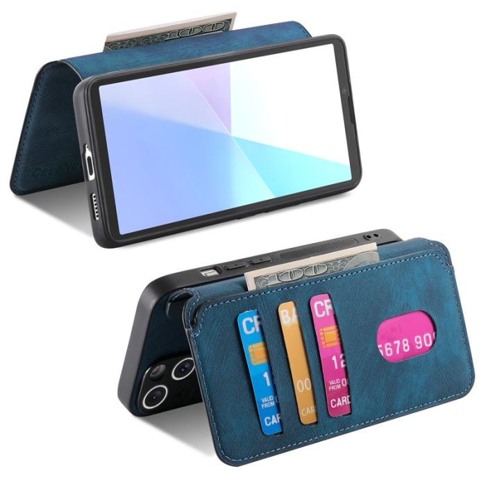 CASENEO - CASENEO Sony Xperia 10 VI Magnetiskt Plånboksfodral Konstläder - Blå