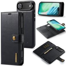 DG.MING - DG.MING iPhone Air Pl&aring;nboksfodral Avtagbart &Auml;kta l&auml;der Svart