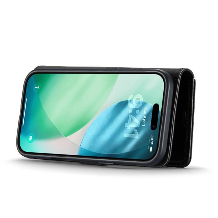 DG.MING - DG.MING iPhone Air Plånboksfodral Avtagbart Äkta läder Svart