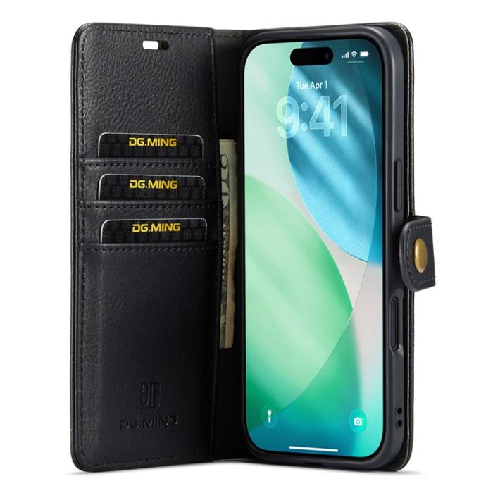 DG.MING - DG.MING iPhone Air Plånboksfodral Avtagbart Äkta läder Svart