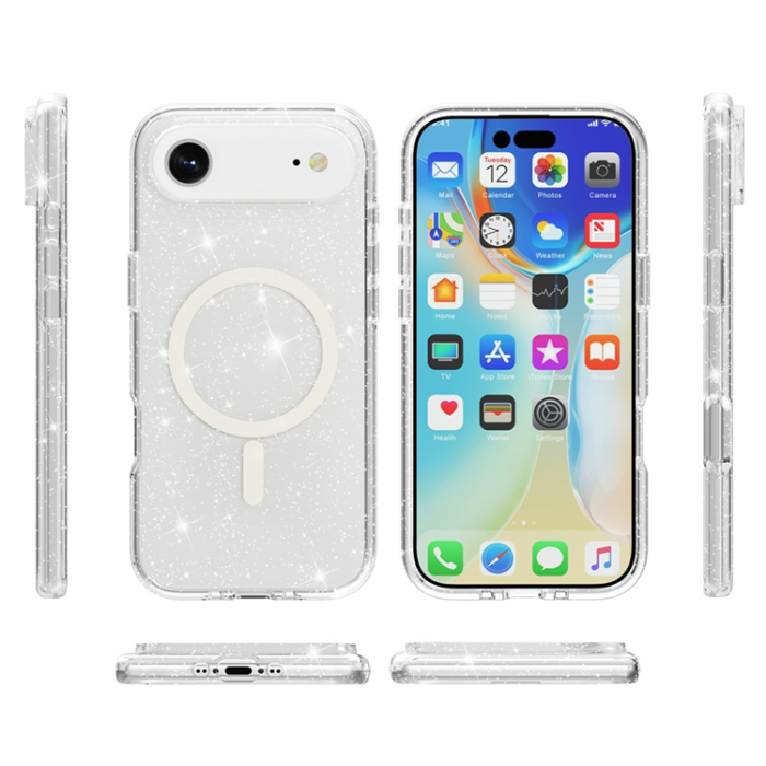 A-One Brand - iPhone 17 Air Mobilskal MagSafe Puderglitter - Vit