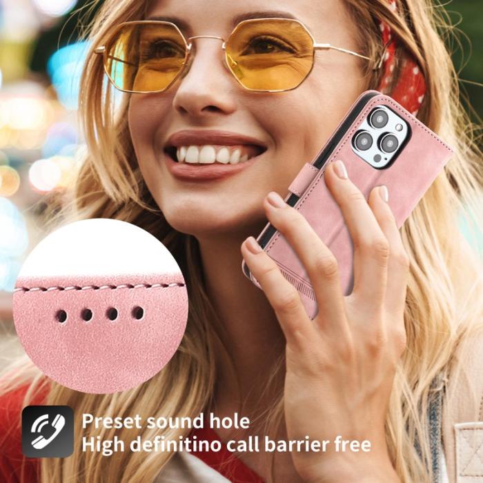 DIERFENG - DIERFENG DF-03 iPhone 14 Pro Max Plånboksfodral Konstläder - Rosa