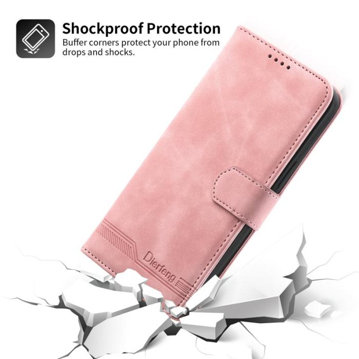 DIERFENG - DIERFENG DF-03 iPhone 14 Pro Max Plånboksfodral Konstläder - Rosa