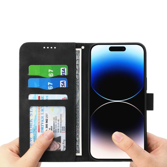 DIERFENG - DIERFENG DF-03 iPhone 14 Pro Max Plånboksfodral Konstläder - Svart
