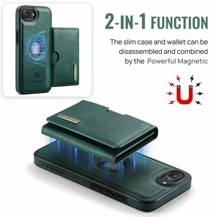DG.MING - DG.MING M6 Series Mobilskal till iPhone 16e Magnetiskt Plånboksfodral Grön
