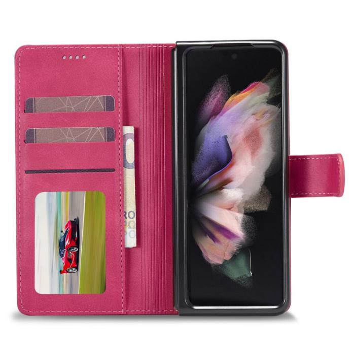 LC.imeeke - LC.IMEEKE Plånboksfodral för Samsung Galaxy Z Fold3 5G - Konstläder - Rosa