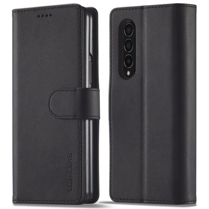 LC.imeeke - LC.IMEEKE Plånboksfodral för Samsung Galaxy Z Fold3 5G - Konstläder - Svart