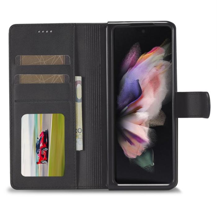 LC.imeeke - LC.IMEEKE Plånboksfodral för Samsung Galaxy Z Fold3 5G - Konstläder - Svart