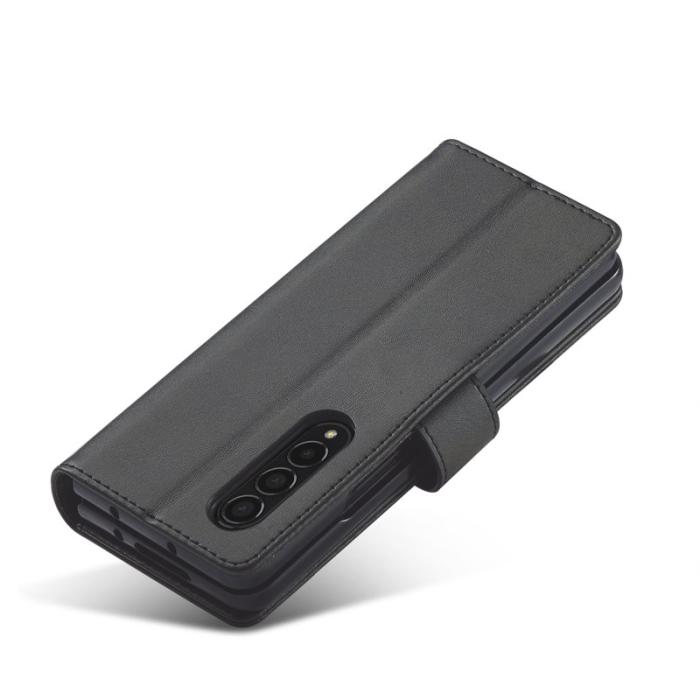 LC.imeeke - LC.IMEEKE Plånboksfodral för Samsung Galaxy Z Fold3 5G - Konstläder - Svart