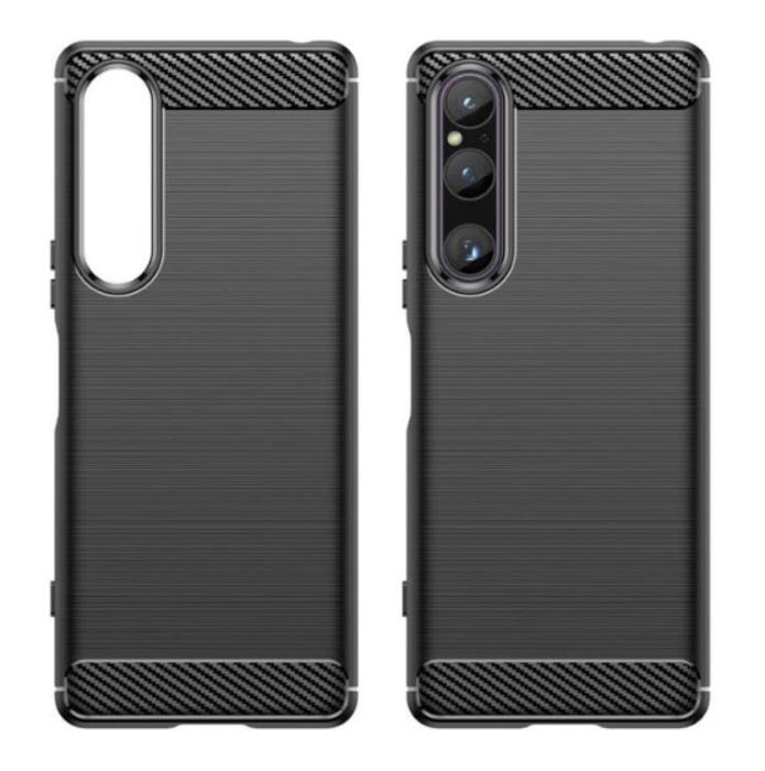 A-One Brand - Sony Xperia 1 V Mobilskal Carbon Fiber - Svart