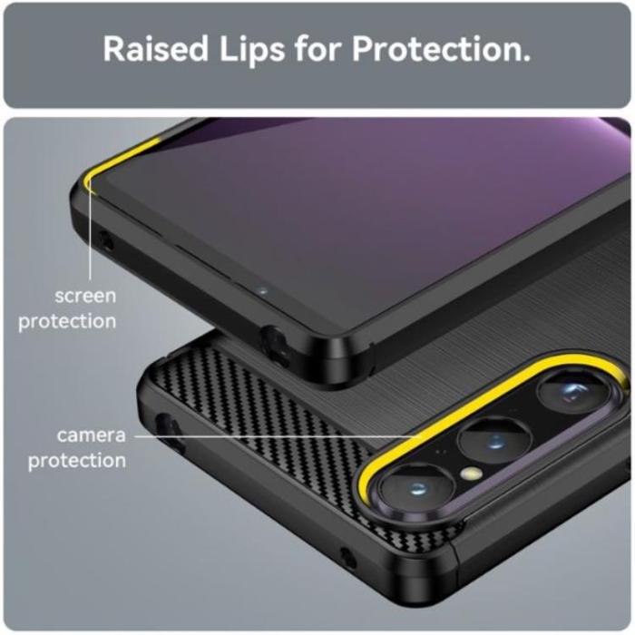 A-One Brand - Sony Xperia 1 V Mobilskal Carbon Fiber - Svart