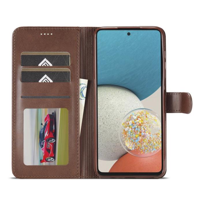 LC.imeeke - LC.IMEEKE Samsung Galaxy A53 5G Plånboksfodral Konstläder - Brun