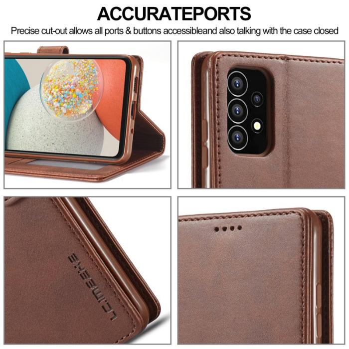 LC.imeeke - LC.IMEEKE Samsung Galaxy A53 5G Plånboksfodral Konstläder - Brun