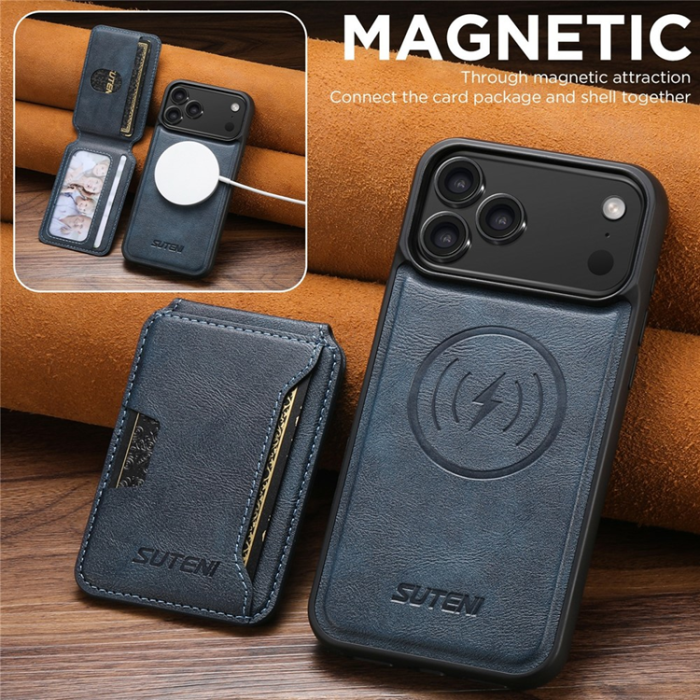 SUTENI - SUTENI iPhone 17 Pro Max Mobilskal MagSafe Cowhide M3 - Blå