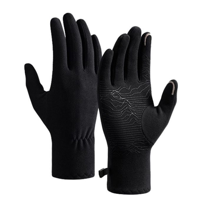 A-One Brand - Touchvantar Handskar Cykel Termofleece Anti Slip DB80 - Svart